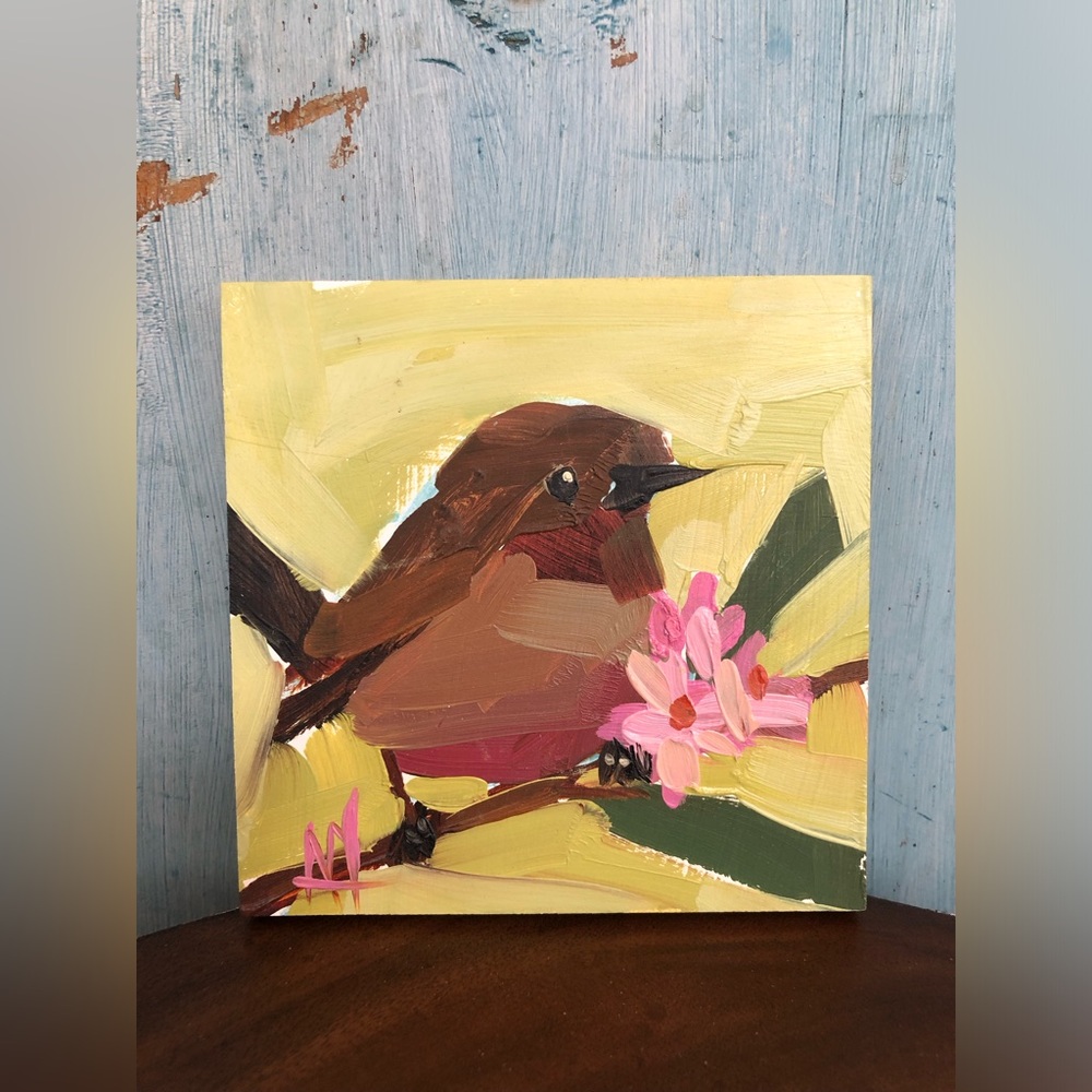 Original oil painting of sweet little Dipper Bird on A-grade composite wood - Picture 7 of 10